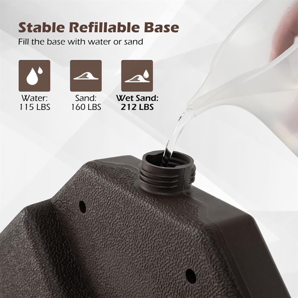 GVN Patio Umbrella Base,Outdoor Umbrella Stand,20 Inch Patio Offset Water Filled Plate Umbrella Base Sand-Coffee
