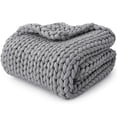 thumbnail image 1 of Cooling Knitted Weighted Blanket, Hand Made Chunky Knit Weighted Throw Blanket, 1 of 5