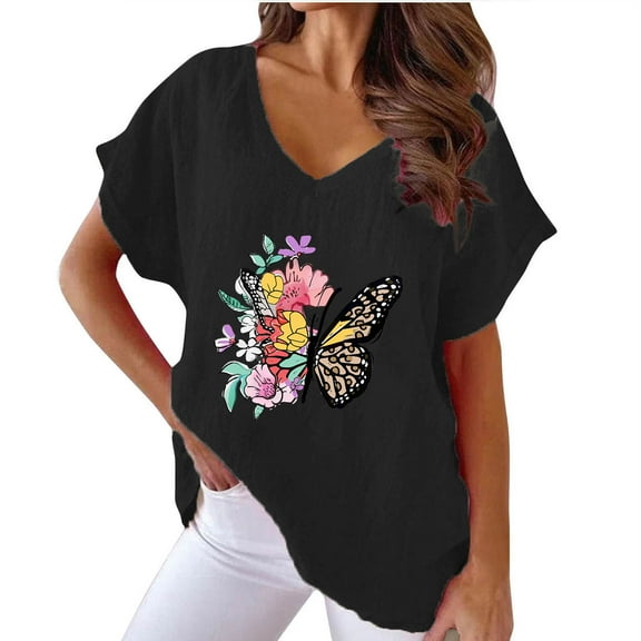 Bogo Womens Tops Trendy Red Womens Black Tops Dressy Casual Womens Blouses Dressy Casual Short Sleeve V Neck T Shirts For Women Loose Fit Gym