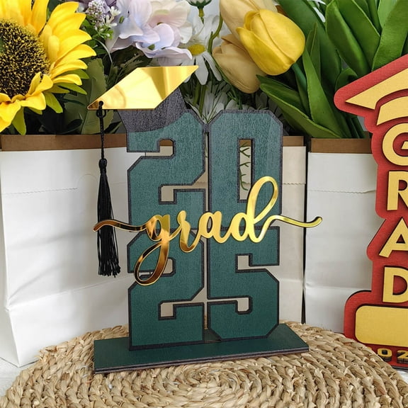 2025 Graduation Party Decorations, Graduation Gift,Graduation Tabletop Ornament, Class of 2025 Table Wooden Centerpieces Sign, 2025 Graduation Table Signs for Graduation Party Favors Supplies