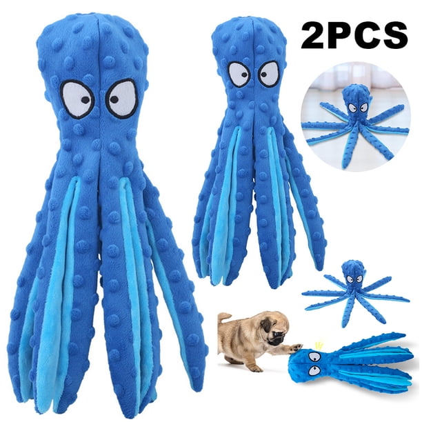 8 Patas Pulpo Mascota Juguete Peluche Perro Suave Chirriante (azul)