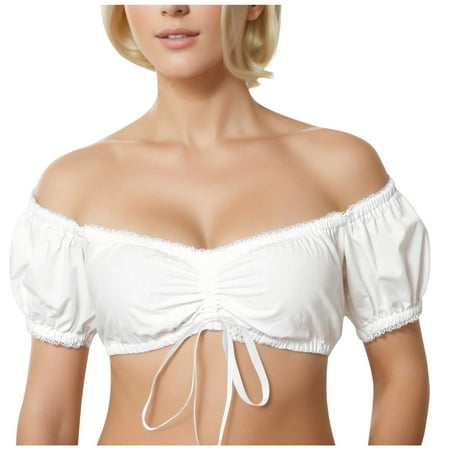 Puawkoer Women 1Pc Underwire Lingerie Tube Tops for Teen Girls 16-18 Lace Vest Women s Elegant Leather Tube Top Dirndl Blouse Black Dirndl Blouse Lace Blouse for Oktoberfest L