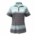 thumbnail image 5 of KIHOUT Women's Striped Color Block Quarter-Zip Polo Shirt, Short Sleeve Stand Collar Casual and Golf Top with Relaxed Fit, 5 of 7