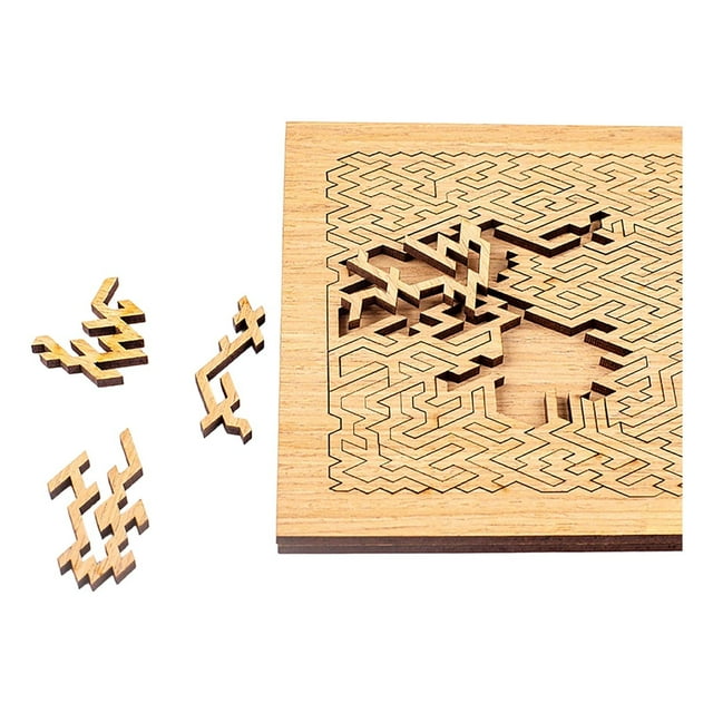 Wooden Jigsaw Puzzle Natural Wood High Difficulty Smooth Edges Family Game for Kids 3+ Adults Concentration Training