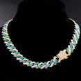 thumbnail image 1 of Iced Out Cuban Link Chain Necklace For Women Men 14MM 2 Row Rhinestone Paved Prong Rhomb Cuban Colorful Necklace Hip Hop Jewelry, 1 of 7