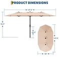 thumbnail image 3 of Patio Umbrella – Large 13FT Double-Sided Rectangular Sun Shade – Heavy Duty, Fade Resistant & UV Protection Canopy – Easy Crank Lift, Ventilated – for Backyard, Garden, Pool & Deck – Beige, 3 of 6