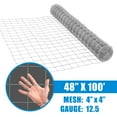 thumbnail image 4 of CAPHAUS 12.5 Gauge Galvanized Welded Fence Wire Roll, with 4” x 4” Square Mesh Opening, Wire Mesh Fencing Roll for Vegetables Garden Netting Chicken Coop Animal Enclosure (48 in. x 100ft.), 4 of 9