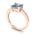 thumbnail image 2 of 1.62 ct Princess Cut Blue Moissanite Solitaire with Simulated Diamond Accents 18K Rose Gold Womens Engagement Ring, 2 of 5