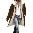 thumbnail image 2 of YueHuiYing Women's Cold-Resistant Patchwork Hooded Warm Winter Coat Quilted Thicken Jacket with Hood, 2 of 9