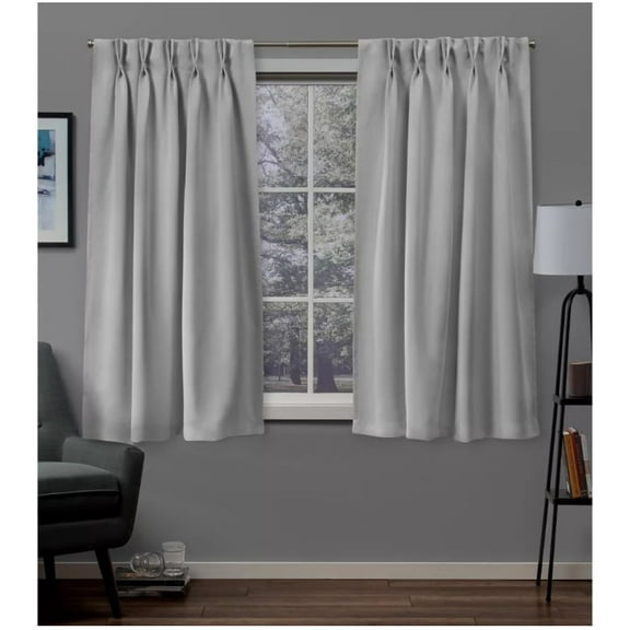 Exclusive Home Sateen Twill Woven Blackout Pinch Pleat Curtain Panel Pair 52 X 63in