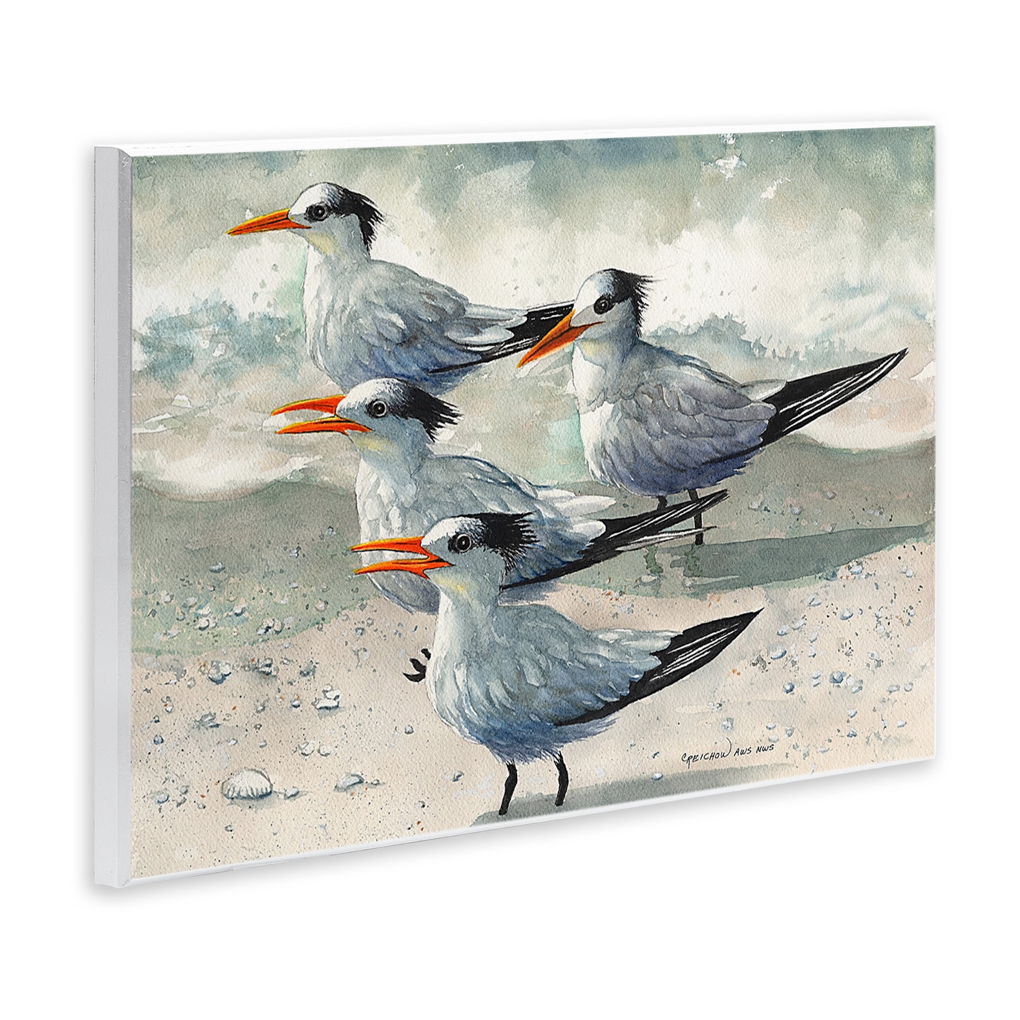 Stupell Industries Birds on Sandy Beach Animals & Insects Painting Unframed Art Print Wall Art, 19 x 13
