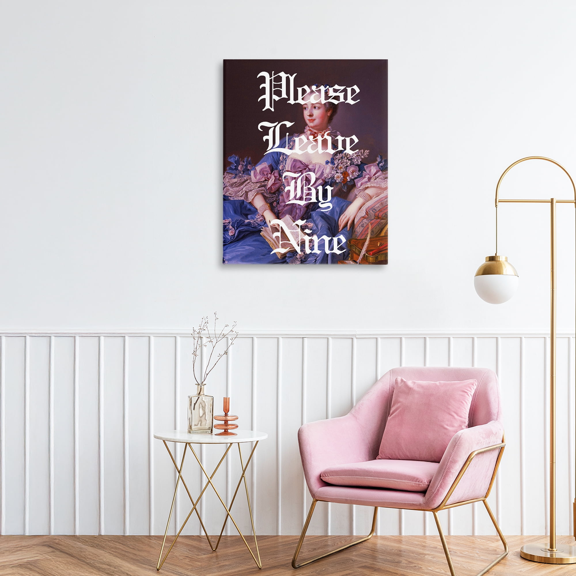 Please Leave By Nine Canvas Wall Art, design by Lil' Rue
