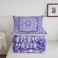 thumbnail image 5 of jejeloiu Soft Boho Queen Comforter Set For Men Women,Paisley Pattern Comforter Sets Queen,Purple White,Light Gray Reversible,3-Piece,1 Comforter and 2 Pillowcases, 5 of 7