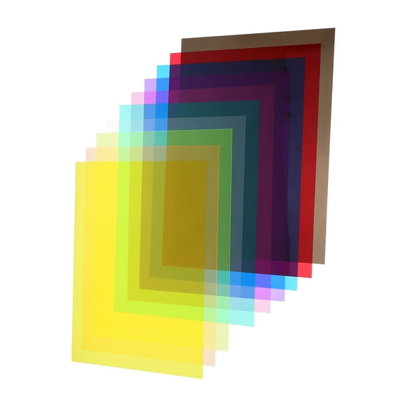 NICEXMAS Assorted Color Cellophane Wrap Paper 10-Pack PVC Sheets for Decoration and Light Diffusion