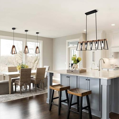 3 Pack Small Farmhouse Pendant Lights Kitchen Island Industrial Metal Pendant Light Fixture Black Hanging Light Fixture Vintage Pendant Light Fixtures for Dining Room Living Room