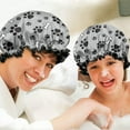 thumbnail image 6 of Shower Caps,Paw Prints and Bones Waterproof Shower Cap for Women 4 Pieces,Double Reusable Hair Cover for Shower PEVA Elastic Stretch Hem, 6 of 7