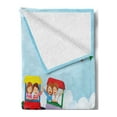 thumbnail image 2 of Cartoon Soft Flannel Fleece Throw Blanket, Kids Nursery Design Happy Children on a Choo Train Safari Animals Artwork, Cozy Plush for Indoor and Outdoor Use, 70" x 90", Multicolor, by Ambesonne, 2 of 5