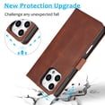 thumbnail image 3 of ShellTech Compatible with iPhone 16 Pro Wallet Case, [RFID Blocking] 3 Card Holder Stand with Credit Card Slot PU Leather Magnetic Protective Flip Cover ,Brown, 3 of 14
