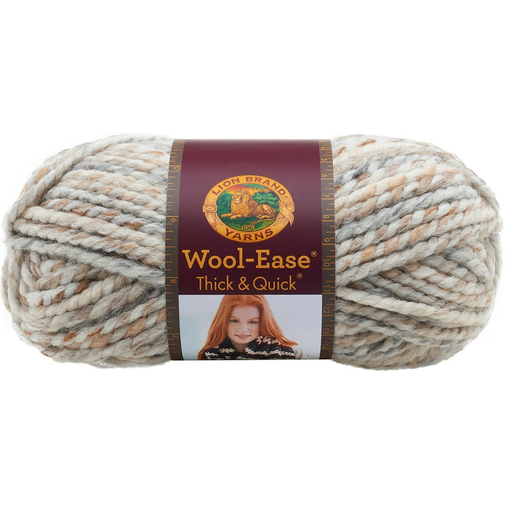 Lion Brand Yarn WoolEase Thick & Quick Fossil Classic Super Bulky Acrylic, Wool Multicolor