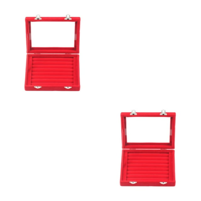 kurtrusly Storage Box Jewelry Neat And Tidy With Velvet Storage Box Cloth Jewelry Organizer Box Jewellery Box Ring Display Red 2Set