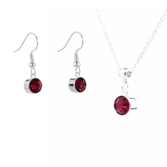 Silver January Birthstone Necklace and Drop Earrings Set with Bohemian Crystals, Silver Plated, Birthday Month Gift, Great for Mom.