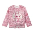 thumbnail image 5 of Xixirimido Pink Dragon Cherry Blossom Printed Girls Long Sleeve Shirts Cute Kids Fashion Crew Neck Tunic Tops Tie-hem Tees for Fall Winter, Size 7-8, 5 of 7