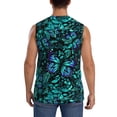 thumbnail image 4 of Goofa Blue Floral with Butterflies Printed Men's Sleeveless T-Shirt - Athletic Gym Workout Tank Top for Men - Moisture-Wicking, UPF 30+ Quick-Dry Muscle Tee-Medium, 4 of 8