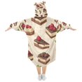 thumbnail image 2 of FORMRS Wearable Blanket Hoodie with Sleeves for Kids Cozy Flannel Sweatshirt, Strawberry Cake, 2 of 7