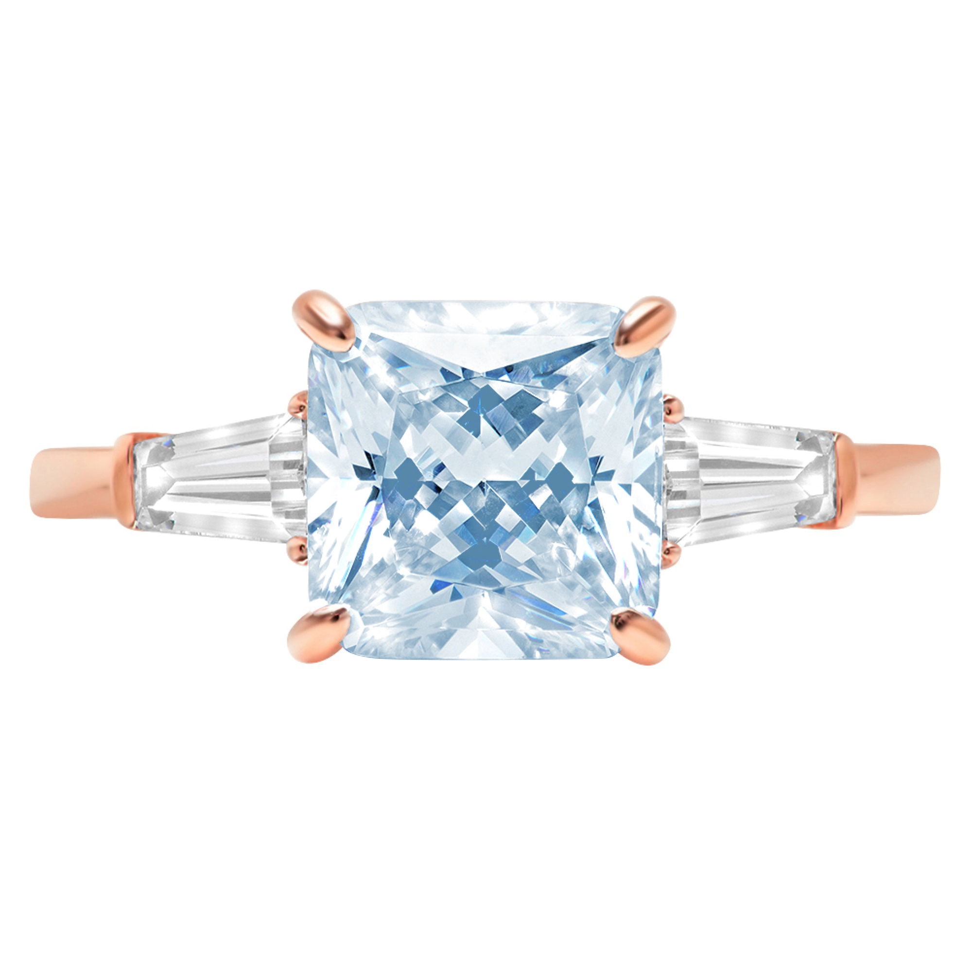 1.0 ct Asscher Cut Natural Aquamarine Classic Wedding Engagement Bridal Promise Designer Ring Solid 14k White Gold