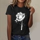 thumbnail image 4 of Gibobby Camiseta de manga corta para mujer Camiseta deportiva informal manga corta con cuello redondo y estampado diente león a la moda para mujer(Negro,XL), 4 of 5