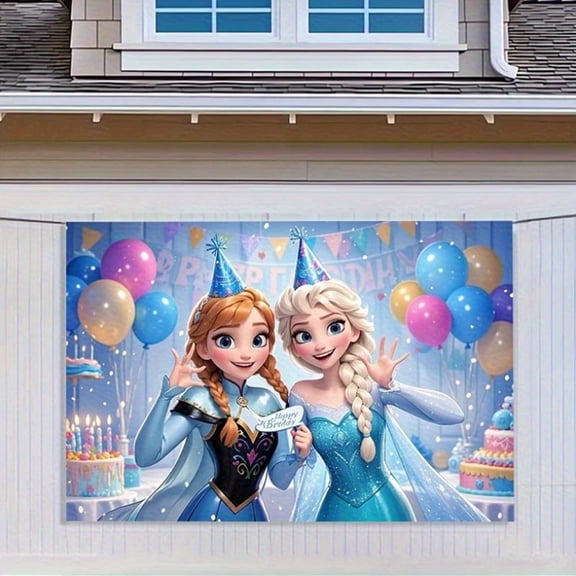 Frozen Birthday Party decorations - Elsa and Anna frozen theme backgrounds with birthday cakes, indoor/outdoor party decorations - Birthday, Valentine's Day, Easter Party decorations