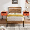thumbnail image 1 of VECELO 3-Piece Bedroom Set Metal Bed Frame with Wooden Headboard and 2 Nightstand, Twin Size, 1 of 5
