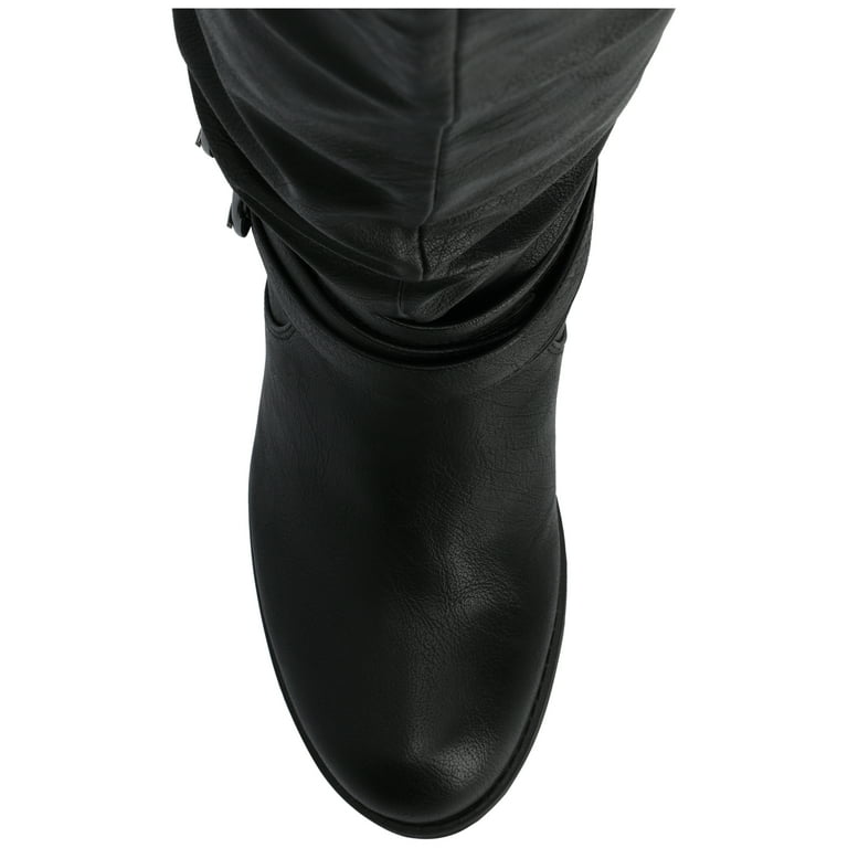 Journee Womens Late Wide Width Wide Calf Stacked Heel Mid Calf