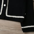 thumbnail image 5 of Favoffer Girls' Crewneck Knitted Cardigan Fall/Winter Warm Long Sleeve Children Button Cotton Sweater Uniform Outerwear for Daily Playdates Holiday Gifts Black White 5-13Y, 5 of 9