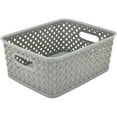 thumbnail image 1 of Simplify Bacs/totes - Rangement en Osier Résineux - Petits Contenants en Plastique - Poignées Ouvertes - Gris - 10"x8"x4", 1 of 1