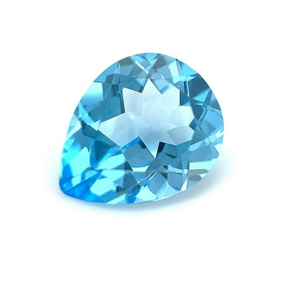 Certified Natural 2.5 Carat Swiss Blue Topaz Pear Shape Brilliant Cut 10x8 mm Loose Gemstone December Birthstone