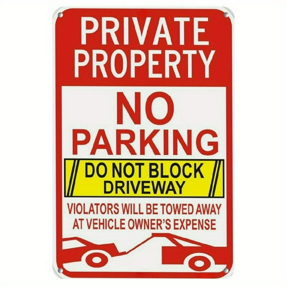 Reflective Aluminum "No Parking" Sign,12x8 Inch - Private Driveway Warning,Weatherproof for Home & Business