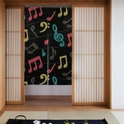 XMXT Japanese Noren Doorway Room Divider Curtain,Colorful Music Symbols Restaurant Closet Door Entrance Kitchen Curtains, 34 x 56 inches