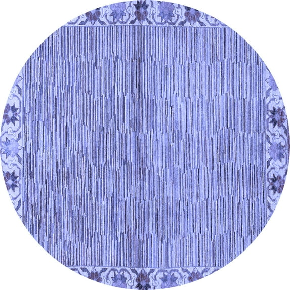 Ahgly Company Indoor Round Abstract Blue Modern Area Rugs, 8' Round
