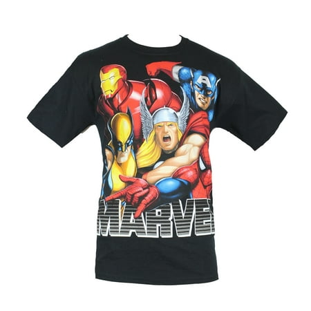 Airbrushed Clothing - Marvel Comics Mens T-Shirt - Big Headed Airbrushed Colorful Head Image