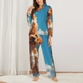thumbnail image 2 of Fotbe Blue Sky Cloud Puppy Pattern Long Sleeve Pajama Set for Women,Sleepwear Set,2-piece Loungewear Set,Soft PJs Comfy Nightwear with Pockets -Medium, 2 of 7