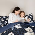 thumbnail image 4 of Homewish Cute Dog Twin Comforter Sets,Navy Black Leopard Print Bedding Set,Navy Blue Reversible,2pcs,1 Comforter and 1 Pillowcase, 4 of 7