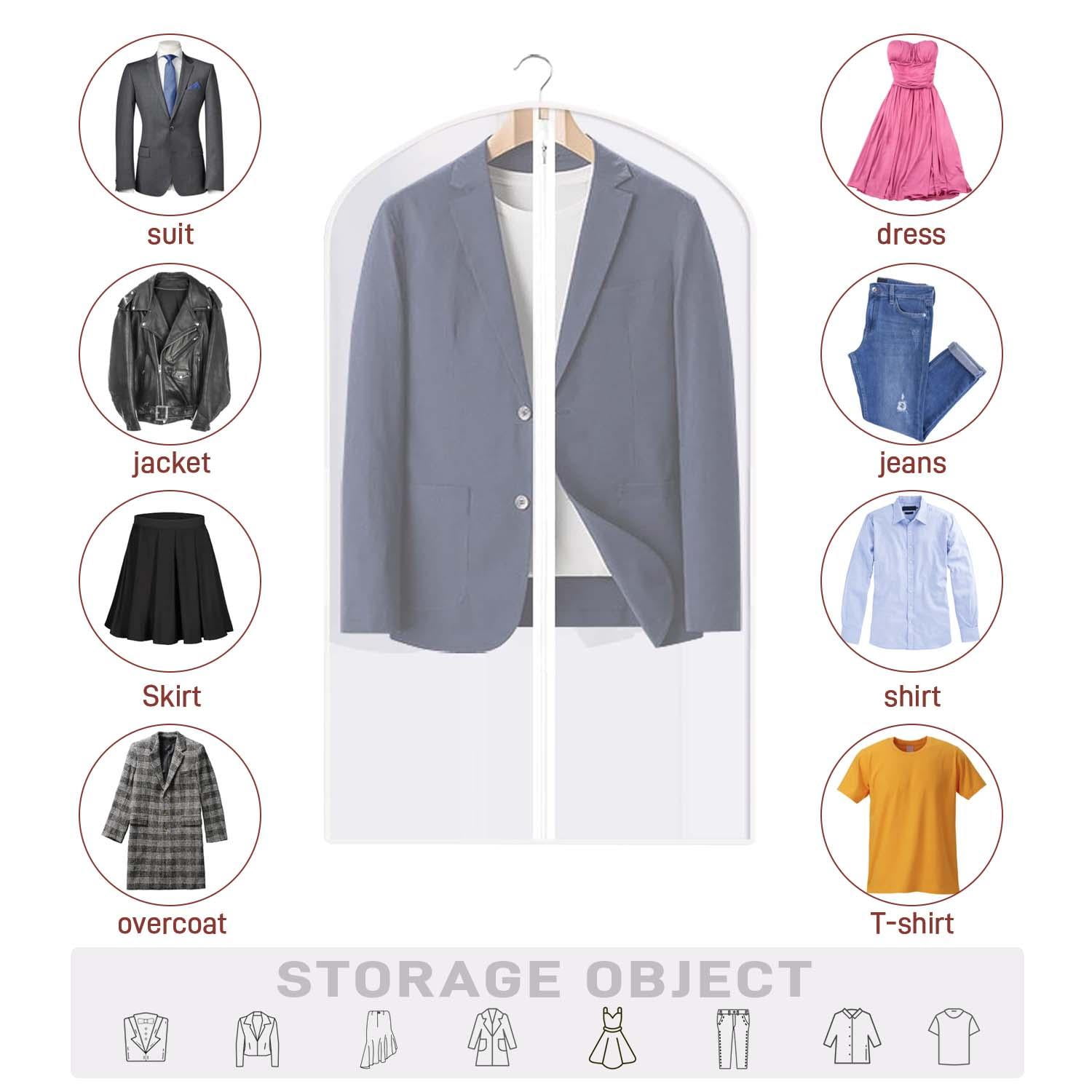 HongKeJi 10 Pack Large Clear Garment Bags-Moth Proof Garment Bags, Garment Cover, Hanging, Dress Garment Bags Storage for Travel (24 x 40 in)