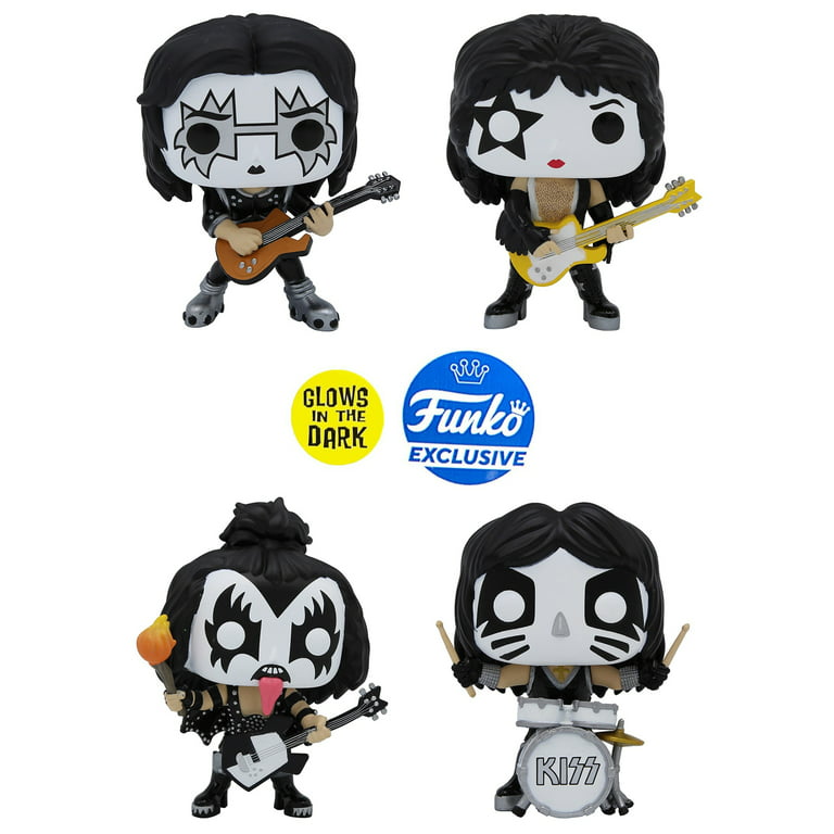 Funko POP! KISS: Band Set - Glow in the Collectible Set - Exclusive - The Spaceman, The Starchild, The Demon, The Catman - Walmart.com