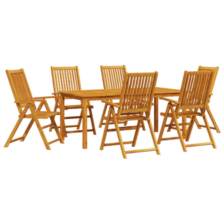 vidaXL 7 Piece Garden Dining Set Solid Acacia Wood Foldable
