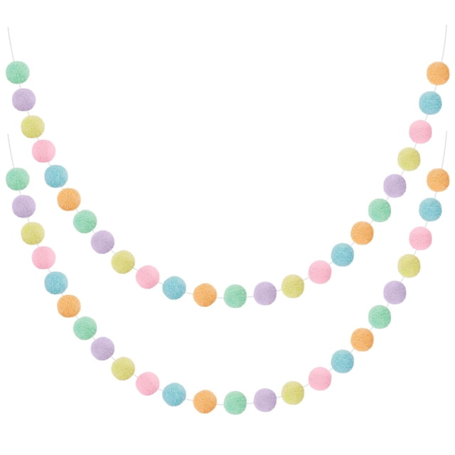 Bola arcoíris de fieltro de lana Garland WILLBOND de 2,5 cm y 2 m (color pastel)