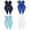 Blue Tones Set, variant on Satin Hair Bows Clips 4 count for Women - Long Tail Ribbon Bows, Classic Black Burgundy Navy White - Stylish Hair Accessories for Daily and Birthday Party