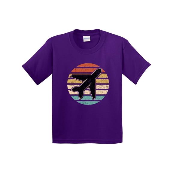 Inktastic Airplane Pilot Vintage Sunset Youth T-Shirt