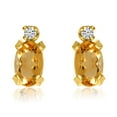 thumbnail image 2 of 14K Yellow Gold Oval Citrine and Diamond Earrings, 2 of 2