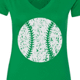 thumbnail image 4 of Inktastic Distressed Baseball in White Women's V-Neck T-Shirt, 4 of 5